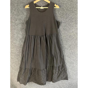 Terra & Sky Dress Women 2X Plus Gray Shift Midi Sleeveless Cotton Crew Neck